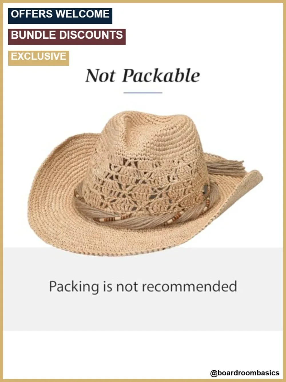 Women's Natural Straw Cowboy Hat Wide Brim Shapeable Adjustable Sun Protection